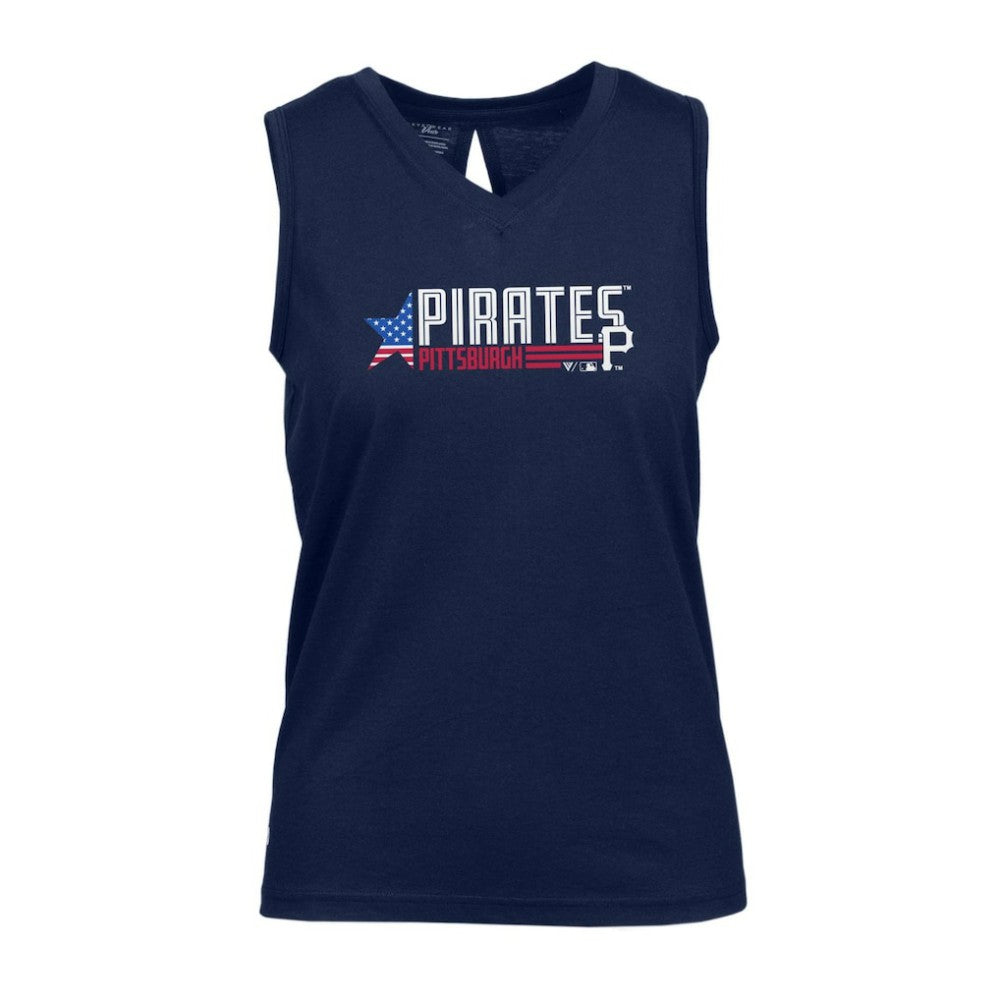 Pittsburgh Pirates Levelwear Women's Paisley Independence Aviation Tank Top - Navy - MLB on Sale