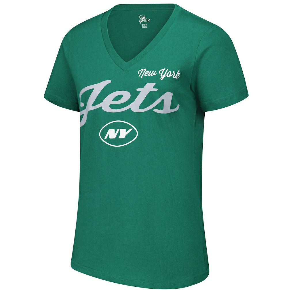 New York Jets G-III 4Her by Carl Banks Women's Post Season V-Neck T-Shirt Green