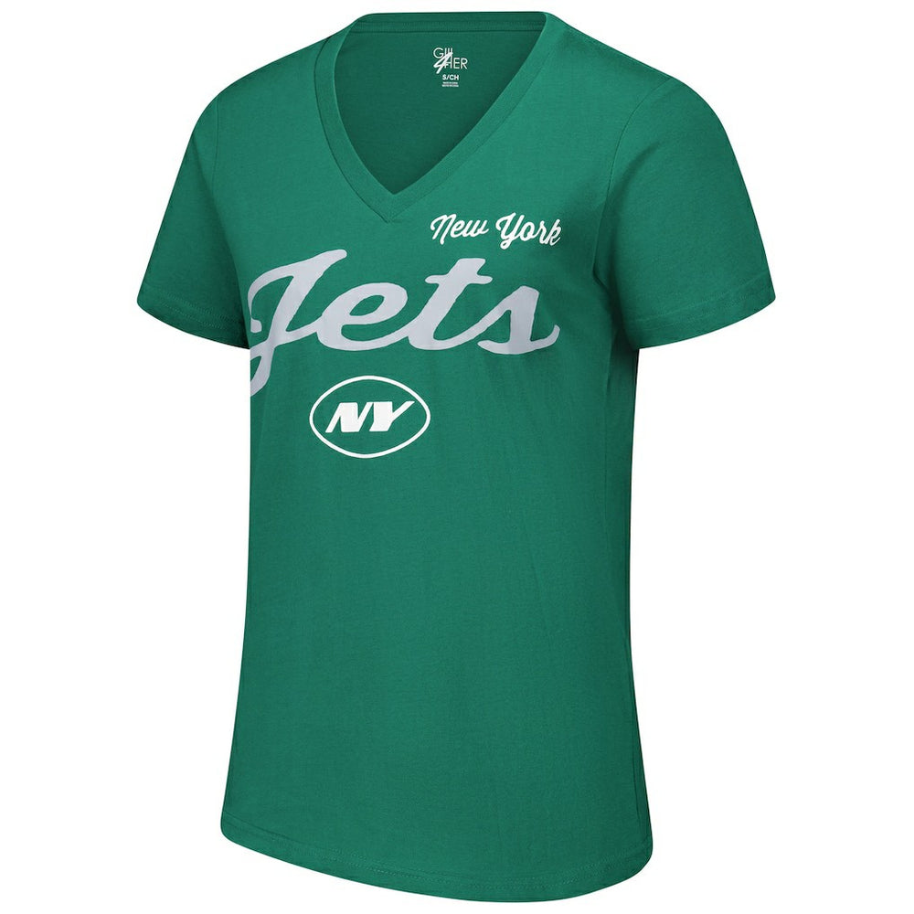 New York Jets G-III 4Her by Carl Banks Women's Post Season V-Neck T-Shirt Green