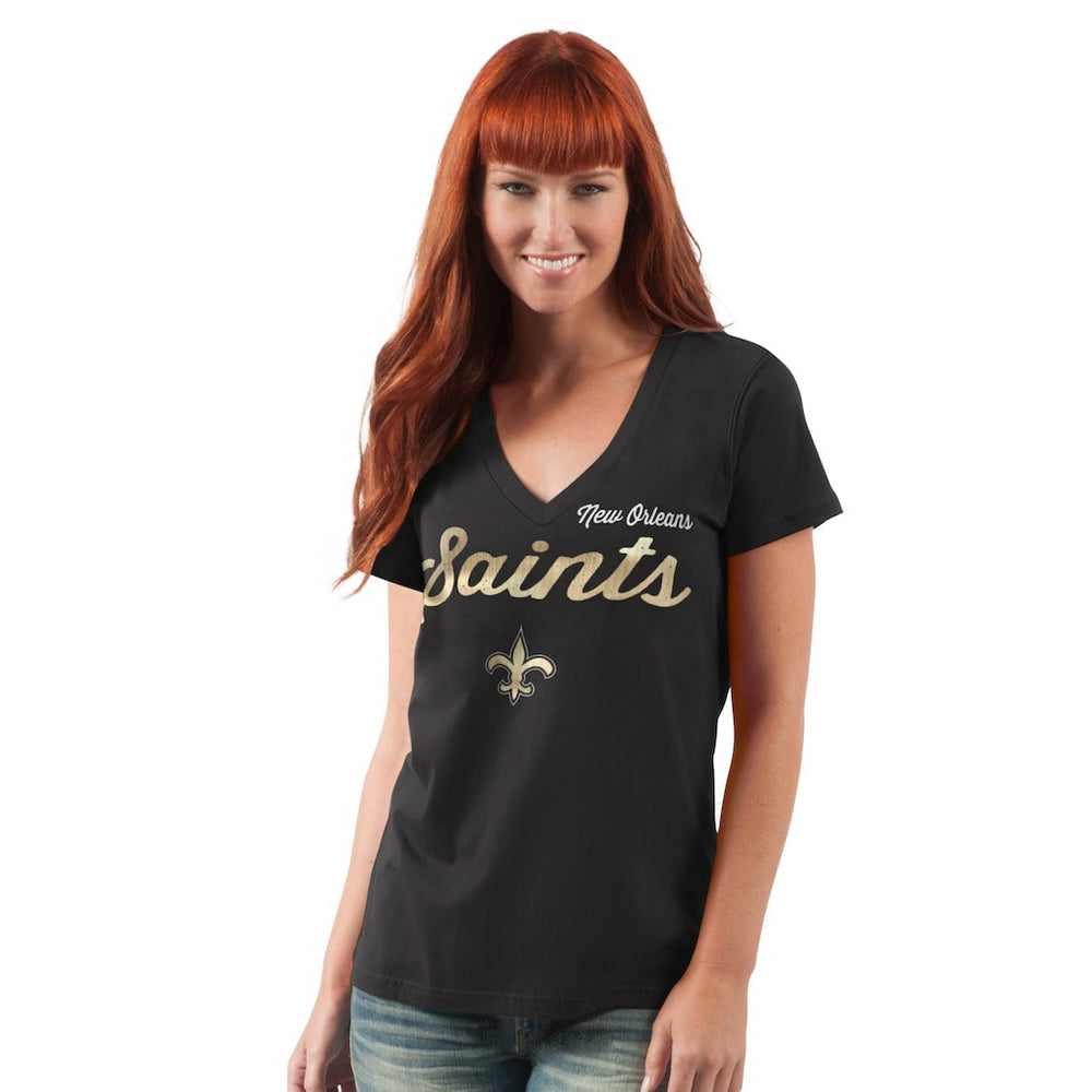 New Orleans Saints G-III 4Her by Carl Banks Women's Post Season V-Neck T-Shirt Black