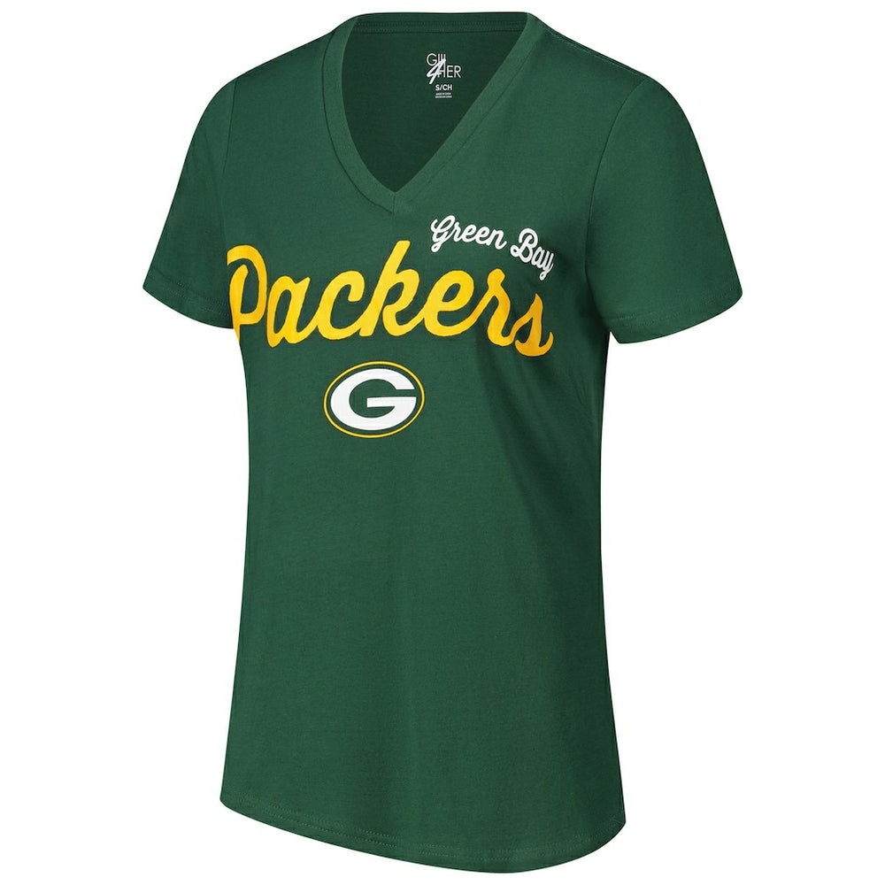Green Bay Packers G-III 4Her by Carl Banks Women's Post Season V-Neck T-Shirt Green