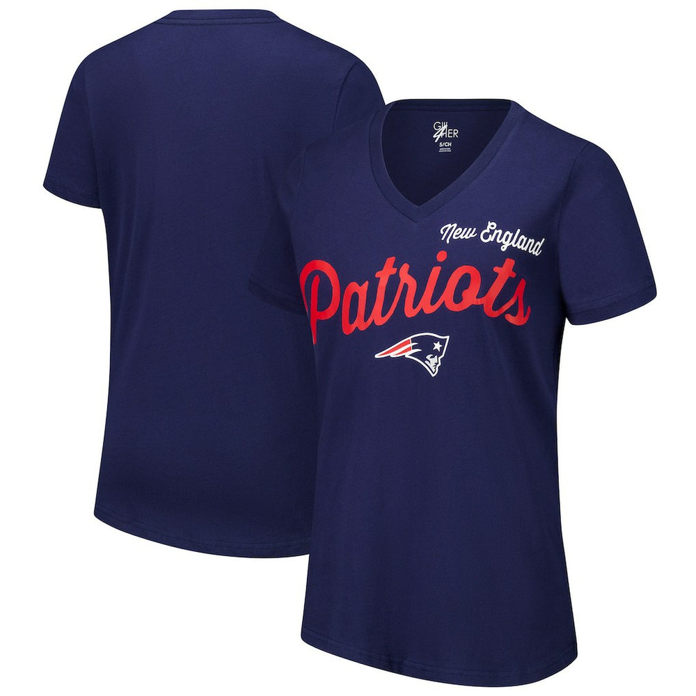 New England Patriots G-III 4Her by Carl Banks Women's Post Season V-Neck T-Shirt Navy