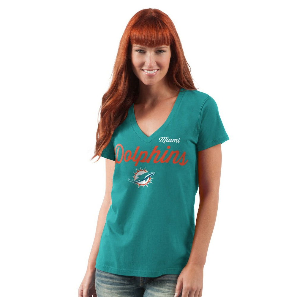 Miami Dolphins G-III 4Her by Carl Banks Women's Post Season V-Neck T-Shirt Aqua