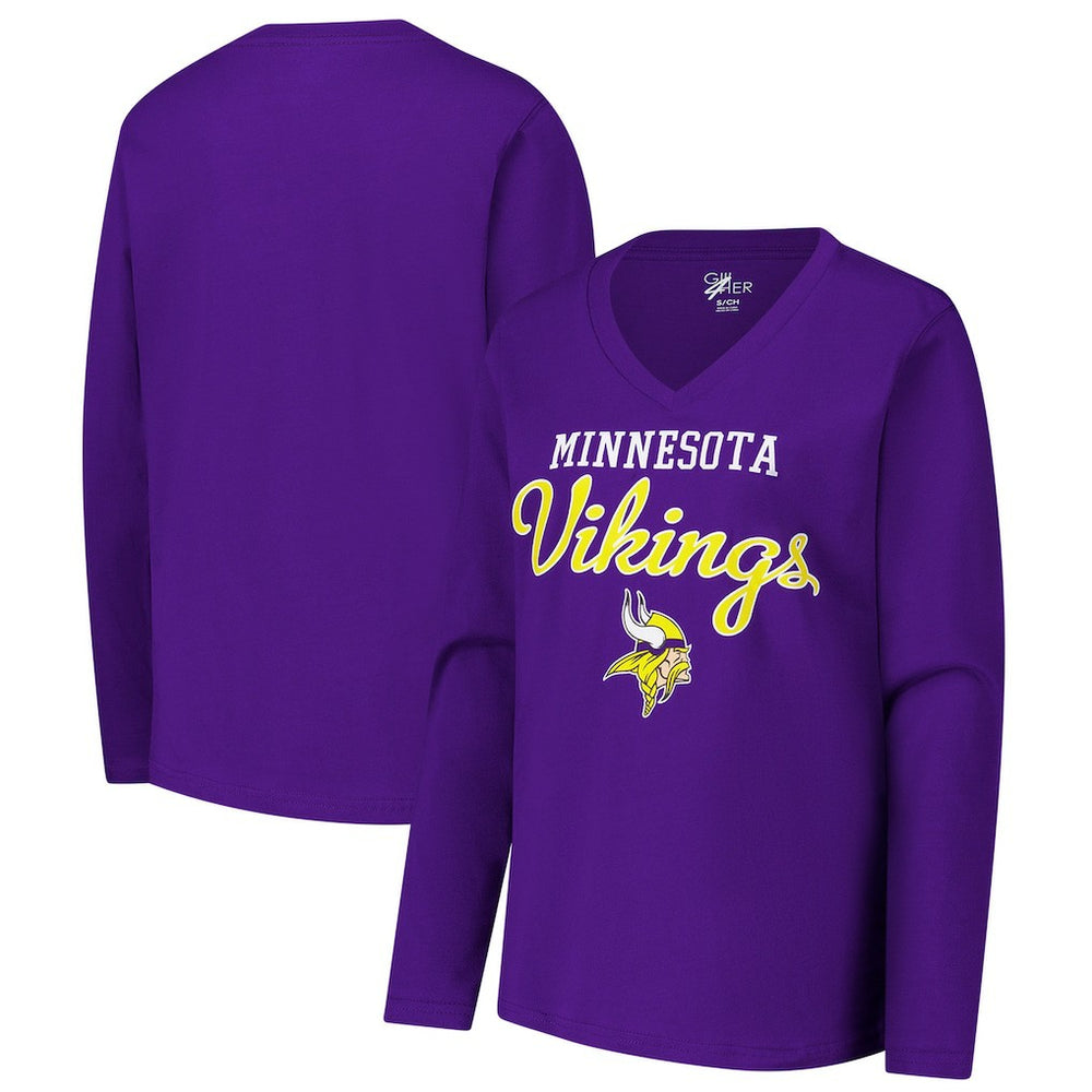 Minnesota Vikings G-III 4Her by Carl Banks Women's Post Season Long Sleeve V-Neck T-Shirt Purple