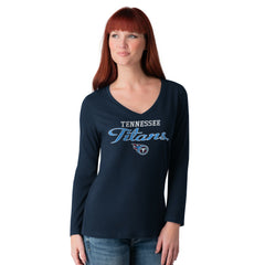 Tennessee Titans G-III 4Her by Carl Banks Women's Post Season Long Sleeve V-Neck T-Shirt Navy