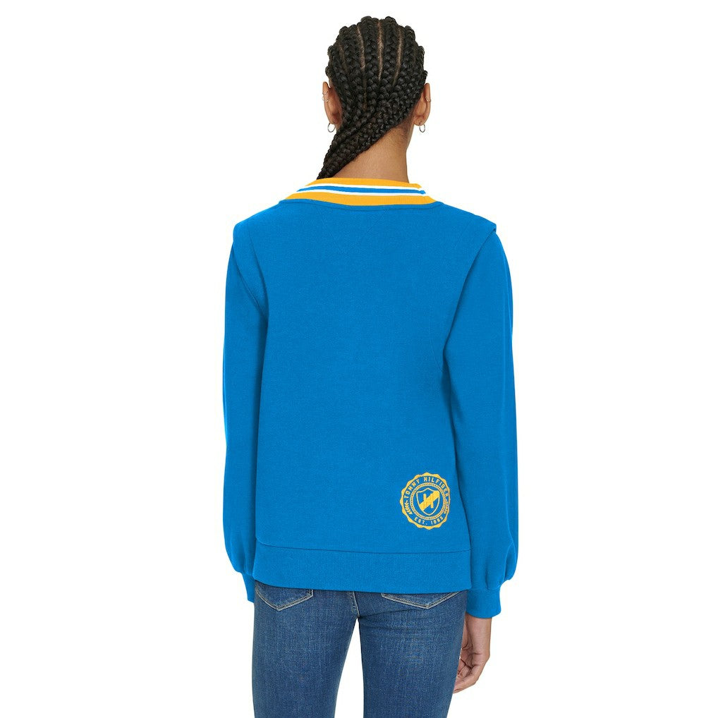 Los Angeles Chargers Tommy Hilfiger Women's Alice V-Neck Pullover Sweatshirt Powder Blue