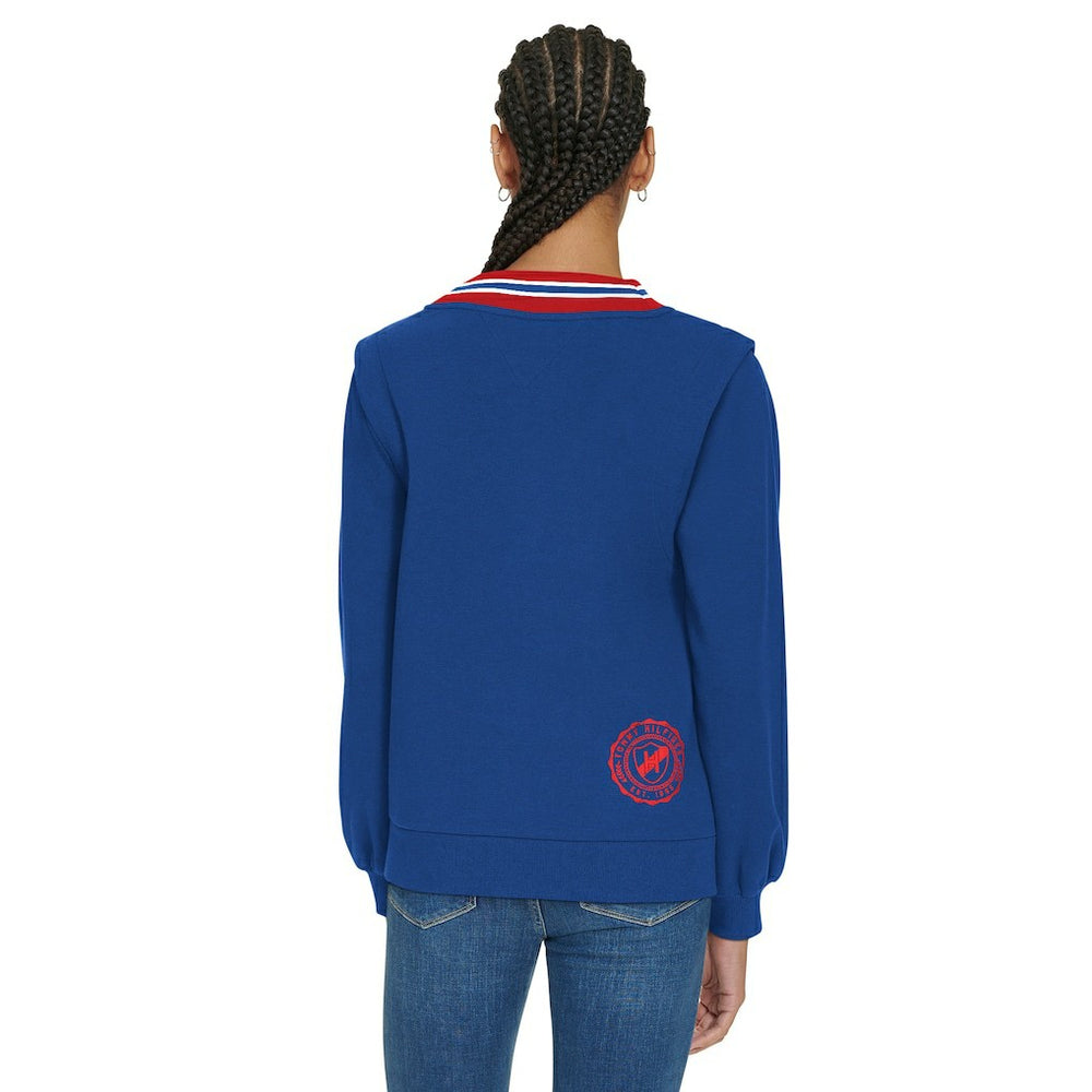 New York Giants Tommy Hilfiger Women's Alice V-Neck Pullover Sweatshirt Royal
