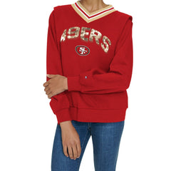 San Francisco 49ers Tommy Hilfiger Women's Alice V-Neck Pullover Sweatshirt Scarlet