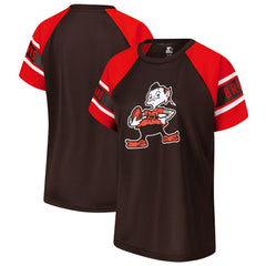 Cleveland Browns Starter Women's 1st Rounder Color Block Raglan Top Brown