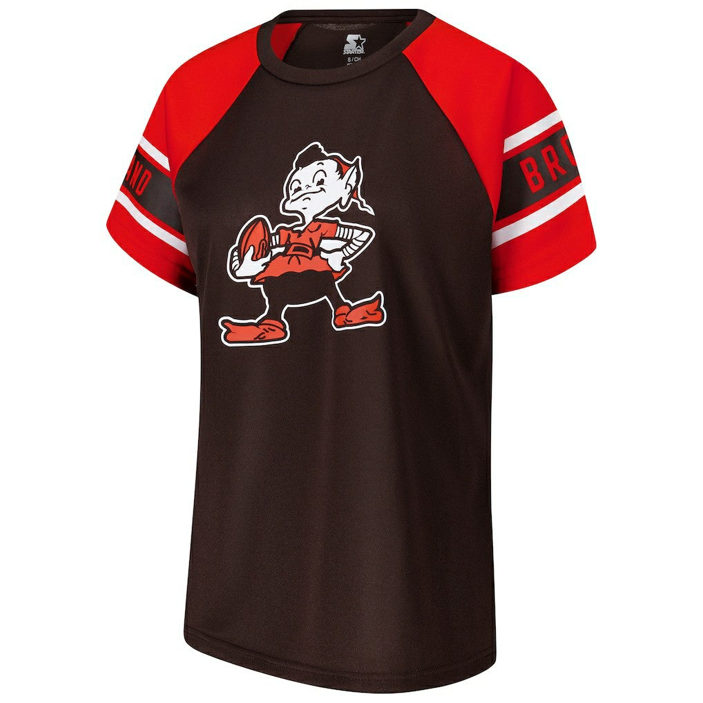 Cleveland Browns Starter Women's 1st Rounder Color Block Raglan Top Brown