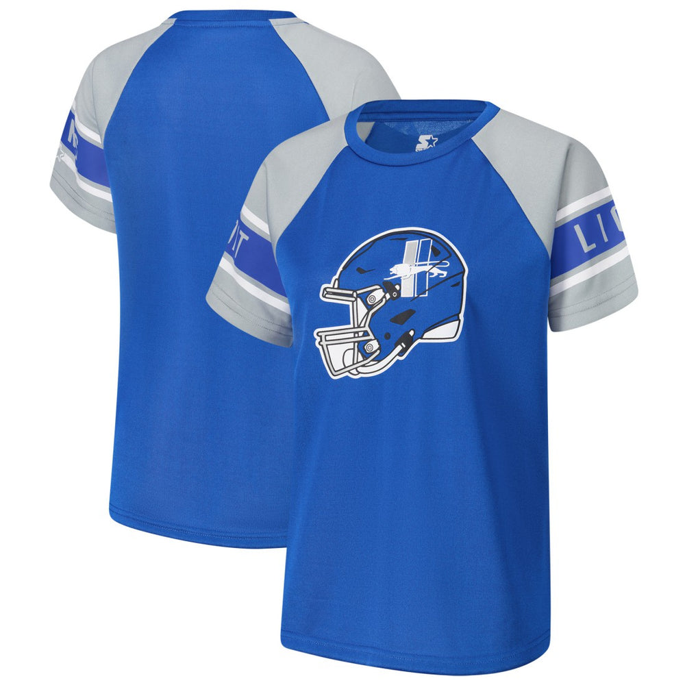 Detroit Lions Starter Women's 1st Rounder Color Block Raglan Top Blue