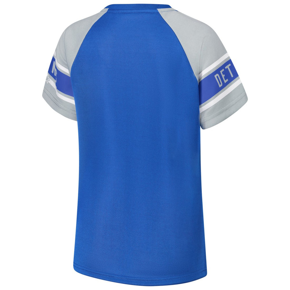 Detroit Lions Starter Women's 1st Rounder Color Block Raglan Top Blue