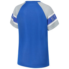 Detroit Lions Starter Women's 1st Rounder Color Block Raglan Top Blue
