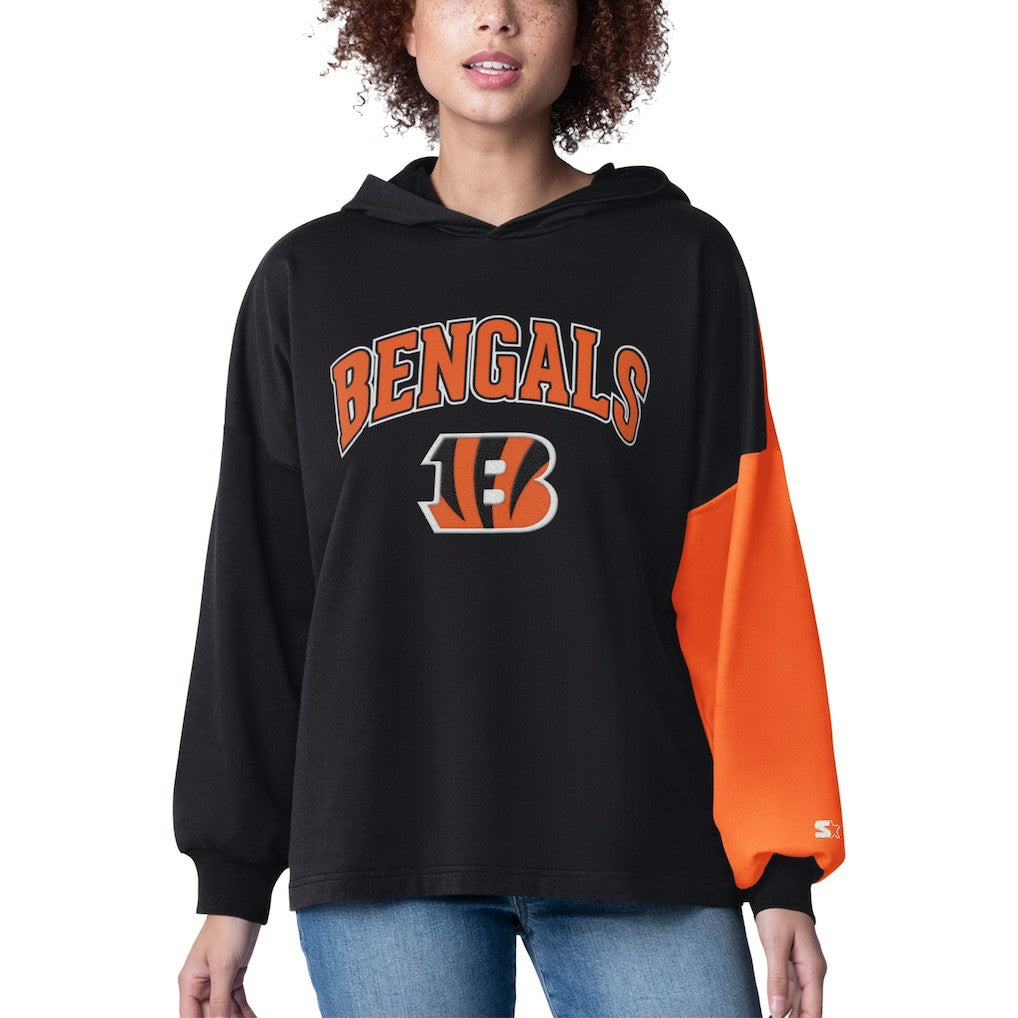 Cincinnati Bengals Starter Women's Power Move Long Sleeve Pullover Hoodie Black