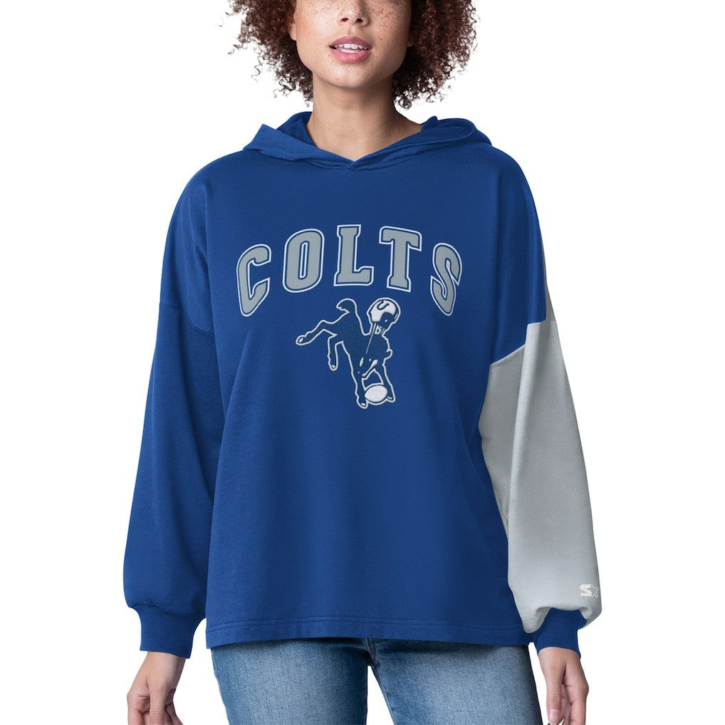Indianapolis Colts Starter Women's Power Move Long Sleeve Pullover Hoodie Royal