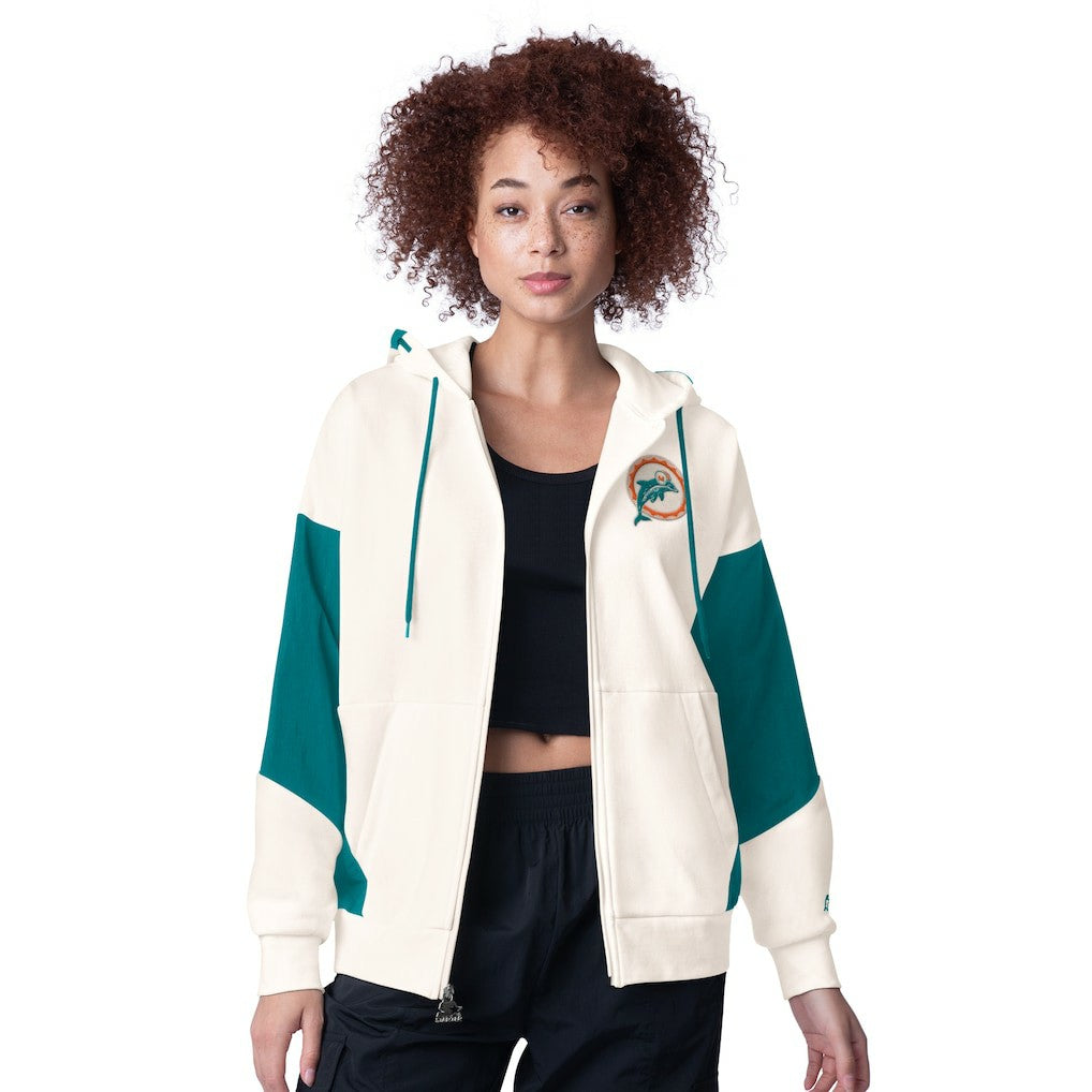 Miami Dolphins Starter Women's Scrimmage Full-Zip Hoodie White