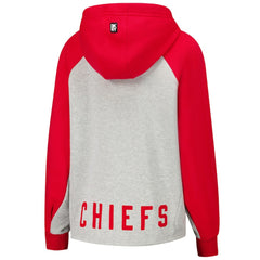 Kansas City Chiefs DKNY Sport Women's Joy Cropped Raglan Pullover Hoodie - Gray/Red