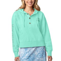 Green Bay Packers Margaritaville Women's Island Dream Solid Pullover Hoodie Mint