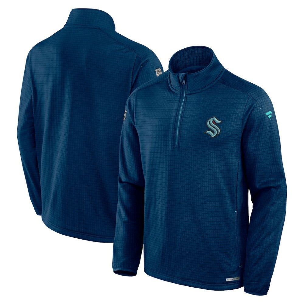 Seattle Kraken Fanatics Big & Tall Authentic Pro Quarter-Zip Top - Navy - NHL 201673097