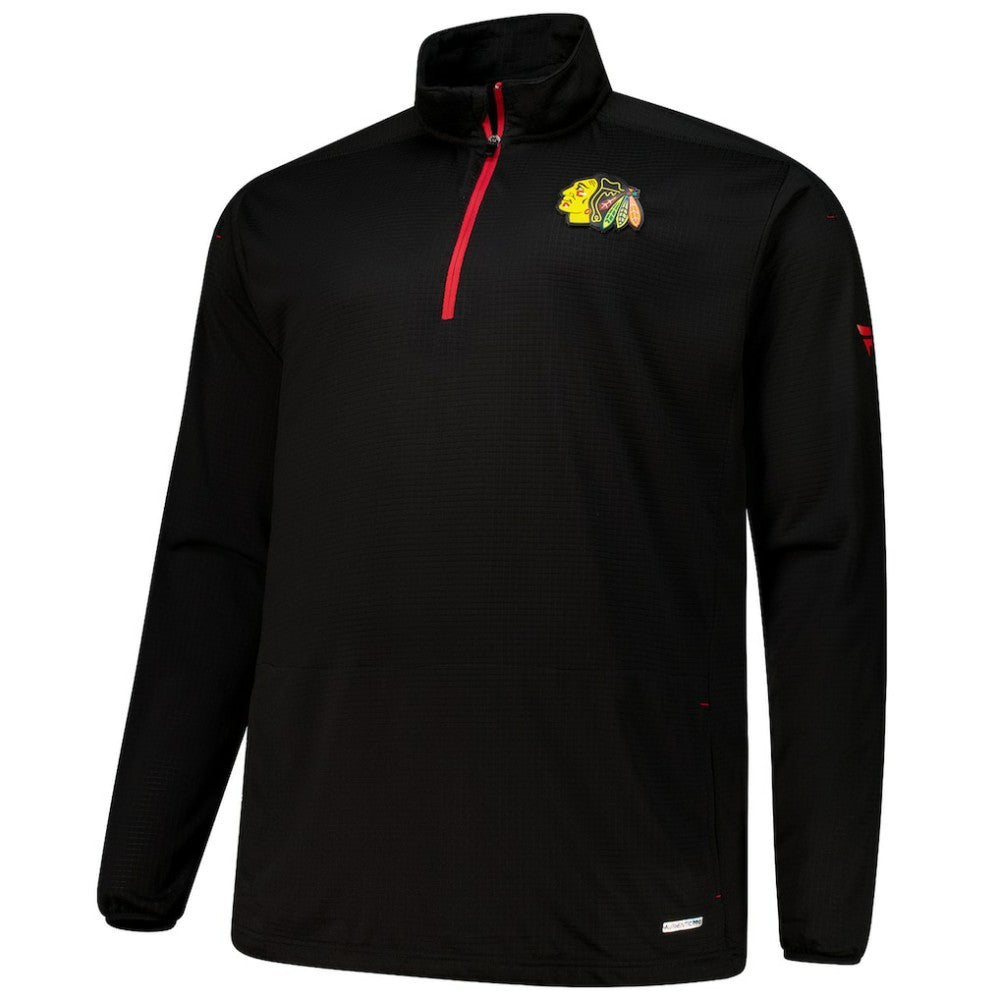 Chicago Blackhawks Fanatics Big & Tall Authentic Pro Quarter-Zip Top - Black - NHL 201673101