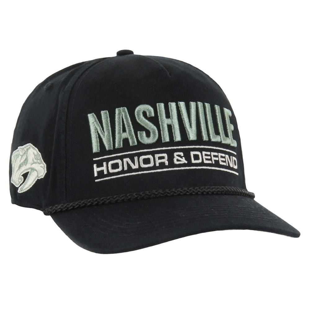 Nashville Predators '47 OHT Military Appreciation Homeland Honor and Defend Hitch Adjustable Hat - Black - NHL 201673134