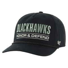 Chicago Blackhawks '47 OHT Military Appreciation Homeland Honor and Defend Hitch Adjustable Hat - Black - NHL 201673138