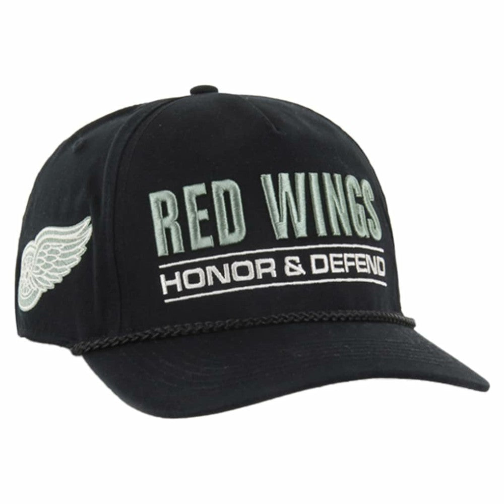 Detroit Red Wings '47 OHT Military Appreciation Homeland Honor and Defend Hitch Adjustable Hat - Black - NHL 201673149
