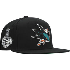 San Jose Sharks Mitchell & Ness Core Top Spot Snapback Hat - Black - NHL 201673345
