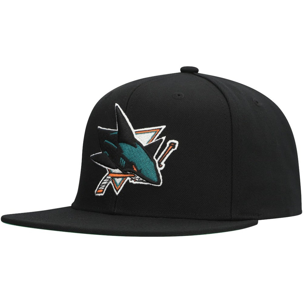 San Jose Sharks Mitchell & Ness Core Top Spot Snapback Hat - Black - NHL 201673345