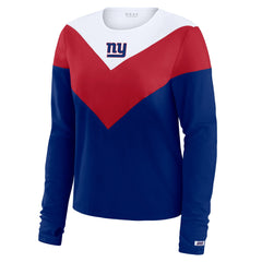 New York Giants WEAR by Erin Andrews Women's Chevron Tri-Blend Long Sleeve T-Shirt Royal/Red