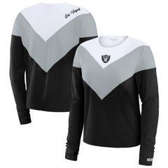 Las Vegas Raiders WEAR by Erin Andrews Women's Chevron Tri-Blend Long Sleeve T-Shirt Black/Silver