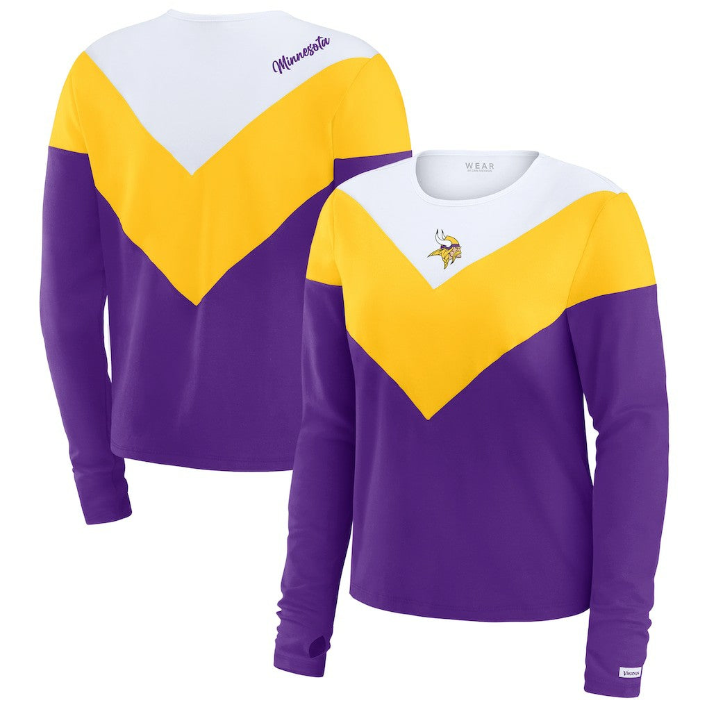 Minnesota Vikings WEAR by Erin Andrews Women's Chevron Tri-Blend Long Sleeve T-Shirt Purple/Gold