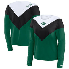 New York Jets WEAR by Erin Andrews Women's Chevron Tri-Blend Long Sleeve T-Shirt Green/Black