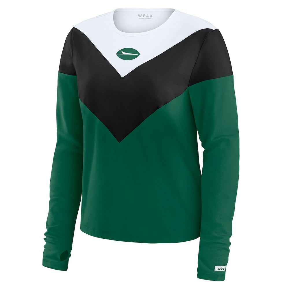 New York Jets WEAR by Erin Andrews Women's Chevron Tri-Blend Long Sleeve T-Shirt Green/Black