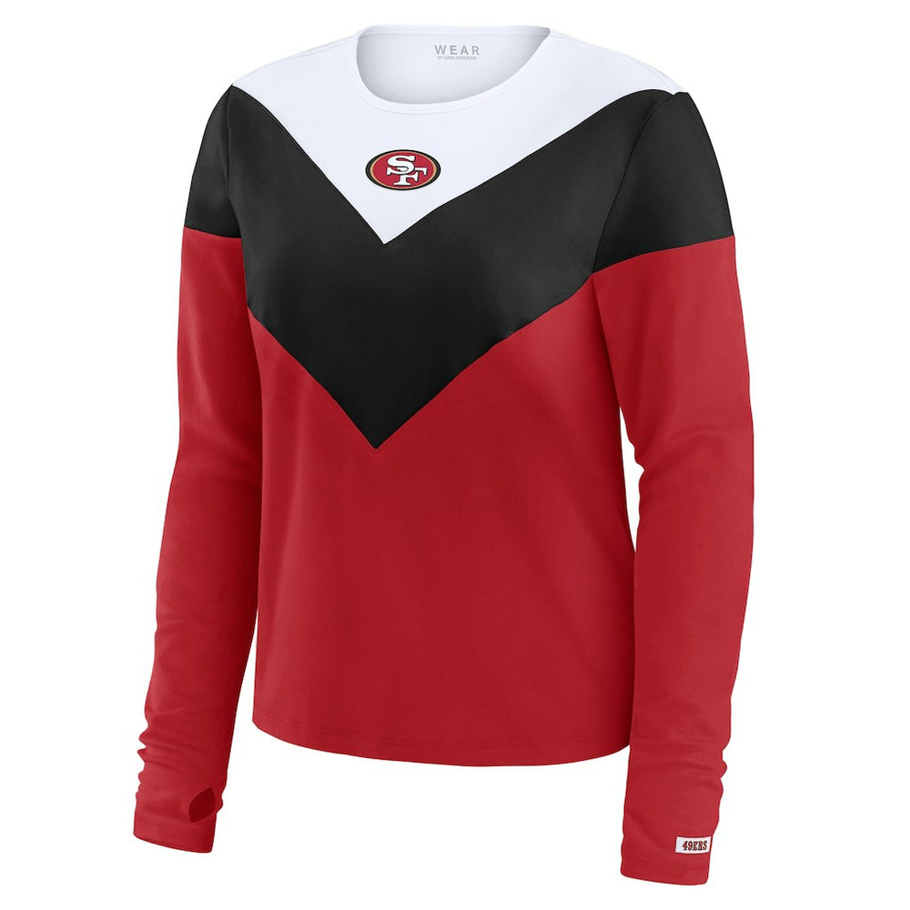 San Francisco 49ers WEAR by Erin Andrews Women's Chevron Tri-Blend Long Sleeve T-Shirt Scarlet/Black