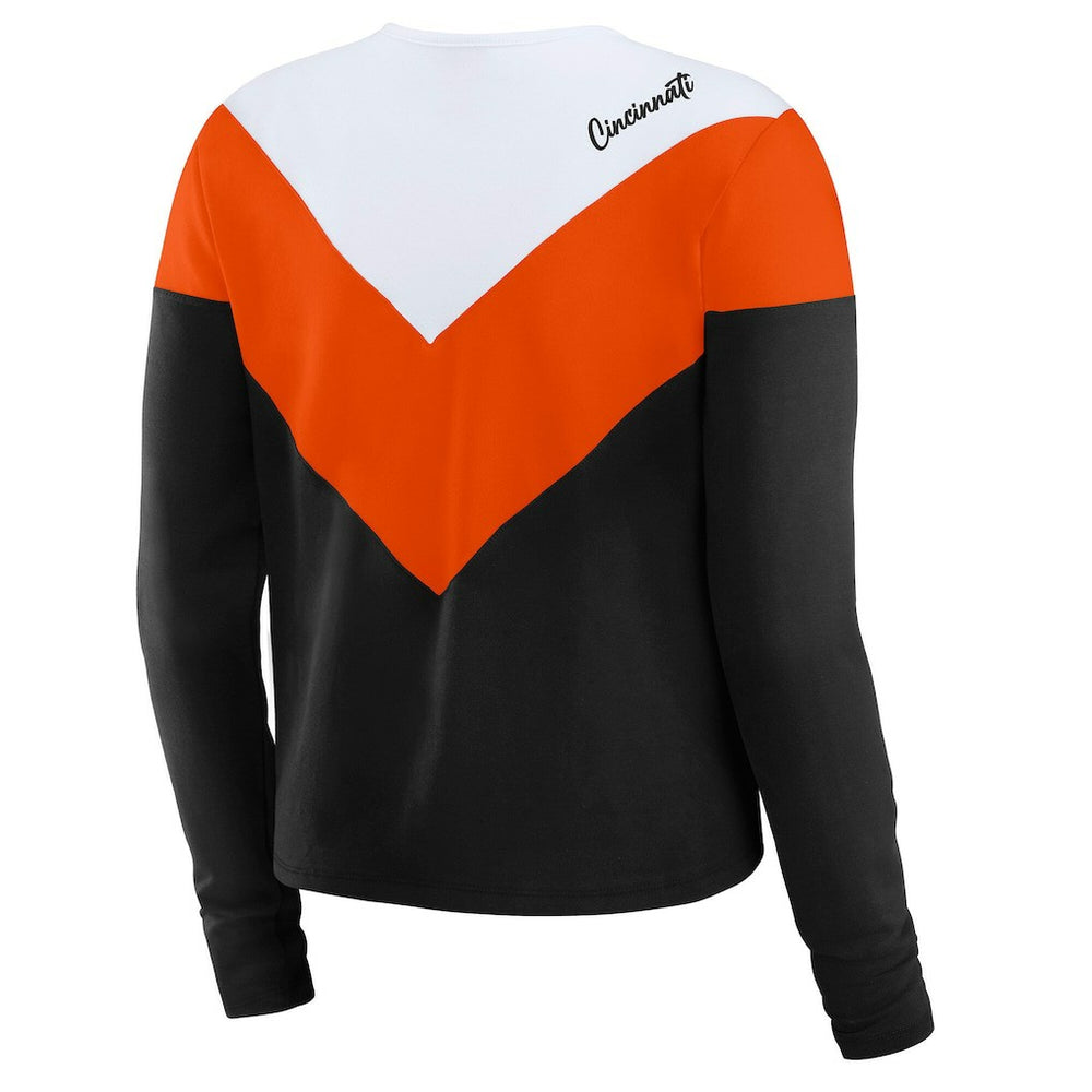 Cincinnati Bengals WEAR by Erin Andrews Women's Plus Size Chevron Tri-Blend Long Sleeve T-Shirt Black/Orange