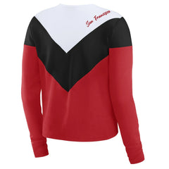 San Francisco 49ers WEAR by Erin Andrews Women's Plus Size Chevron Tri-Blend Long Sleeve T-Shirt Scarlet/Black