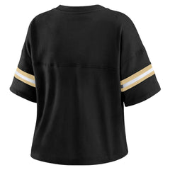 New Orleans Saints WEAR by Erin Andrews Women's Plus Size Color Block Boxy V-Neck T-Shirt Black