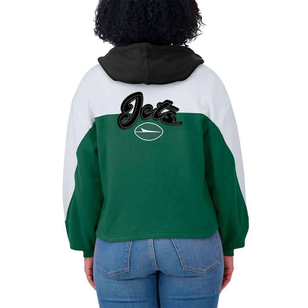 New York Jets WEAR by Erin Andrews Women's Color Block Full-Zip Hoodie Green/White