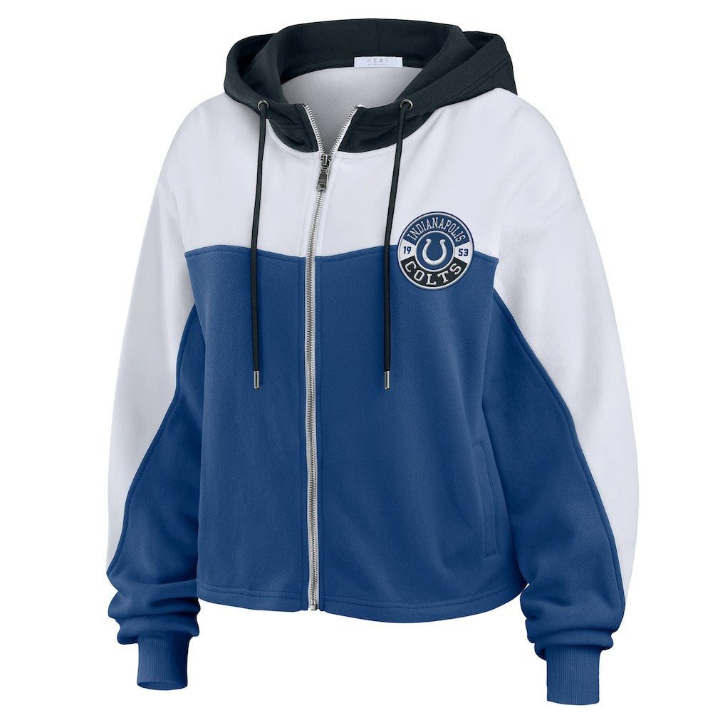Indianapolis Colts WEAR by Erin Andrews Women's Plus Size Color Block Full-Zip Hoodie Royal