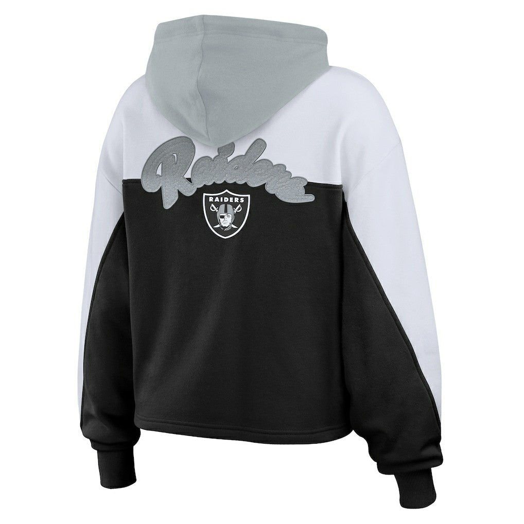 Las Vegas Raiders WEAR by Erin Andrews Women's Plus Size Color Block Full-Zip Hoodie Black