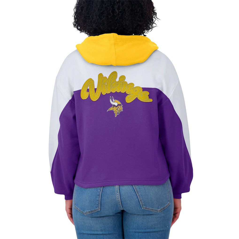 Minnesota Vikings WEAR by Erin Andrews Women's Plus Size Color Block Full-Zip Hoodie Purple