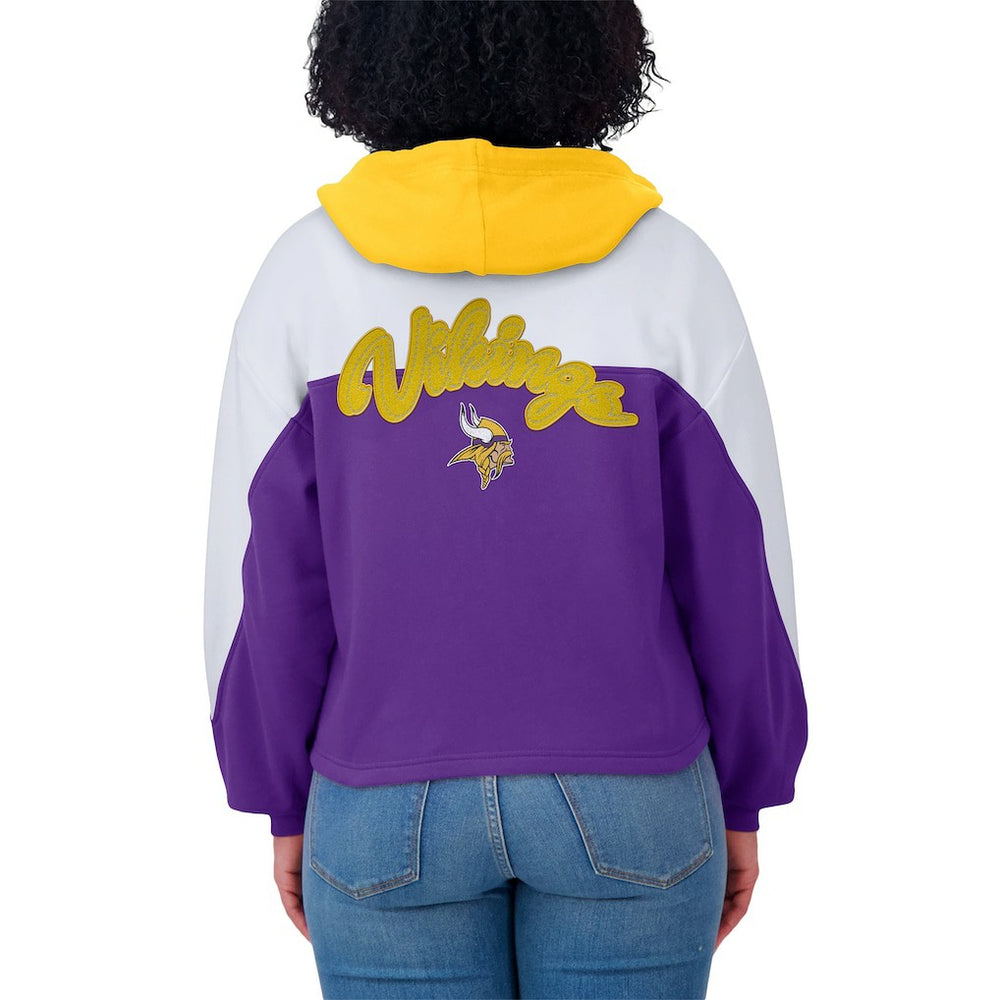 Minnesota Vikings WEAR by Erin Andrews Women's Plus Size Color Block Full-Zip Hoodie Purple
