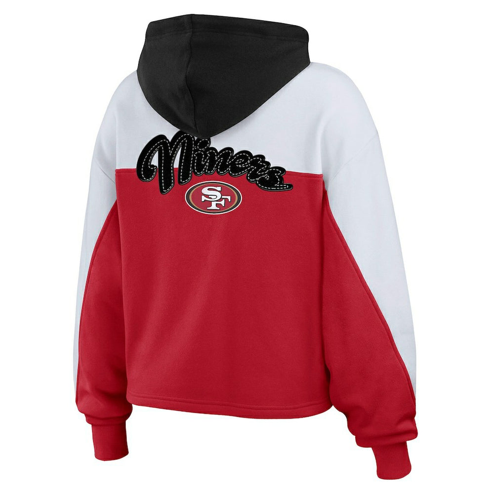 San Francisco 49ers WEAR by Erin Andrews Women's Plus Size Color Block Full-Zip Hoodie Scarlet