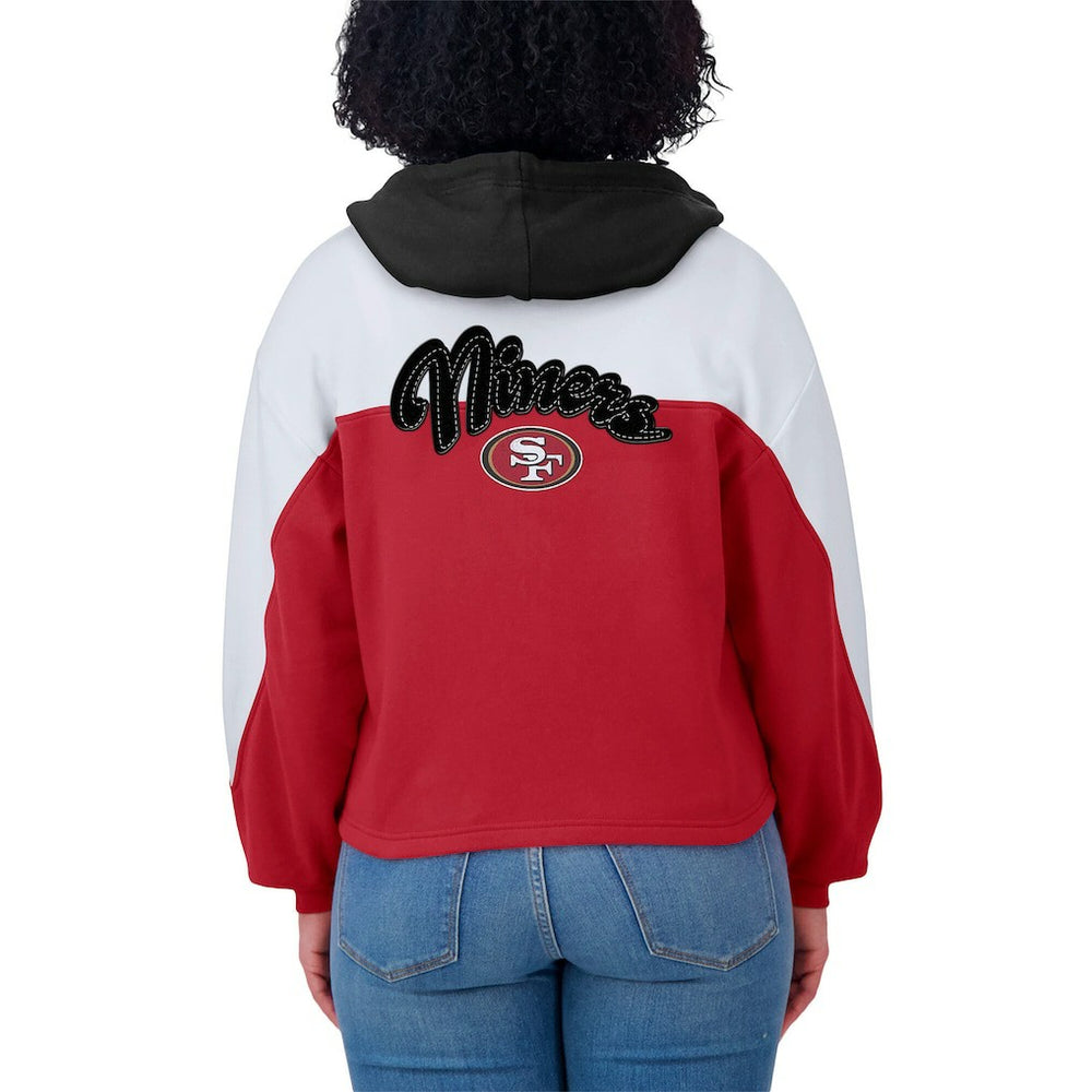 San Francisco 49ers WEAR by Erin Andrews Women's Plus Size Color Block Full-Zip Hoodie Scarlet