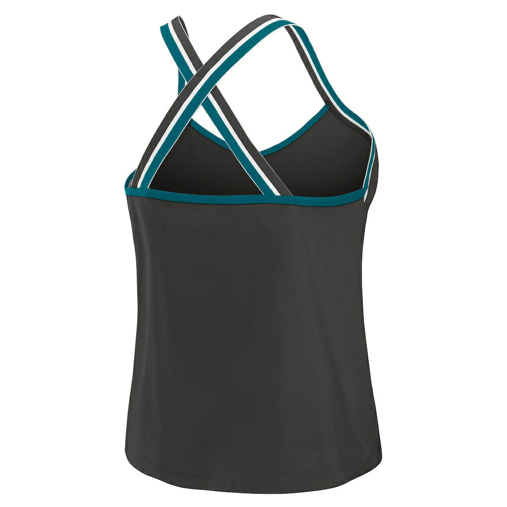 Jacksonville Jaguars WEAR by Erin Andrews Women's Cross Strap Tri-Blend Tank Top Black