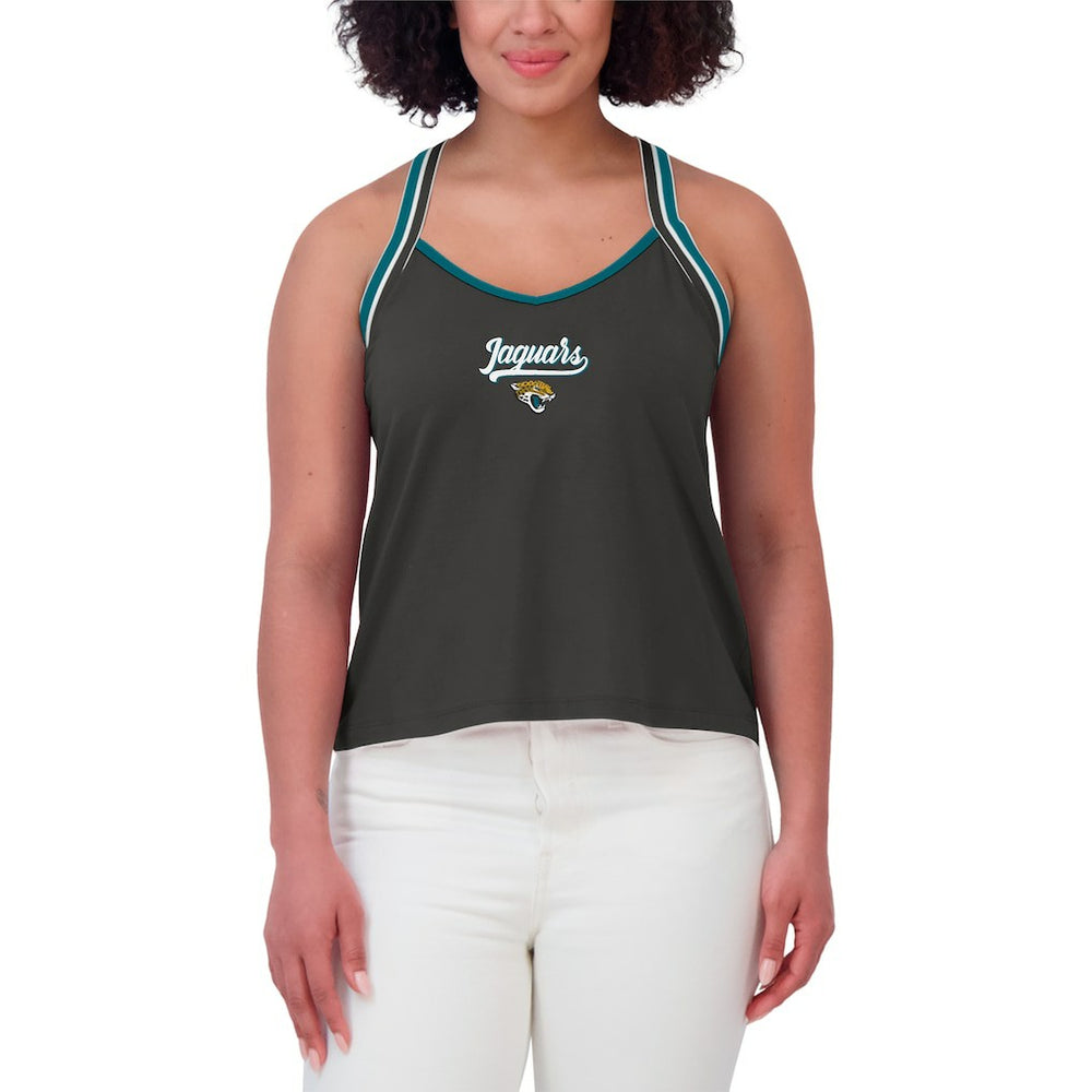 Jacksonville Jaguars WEAR by Erin Andrews Women's Cross Strap Tri-Blend Tank Top Black