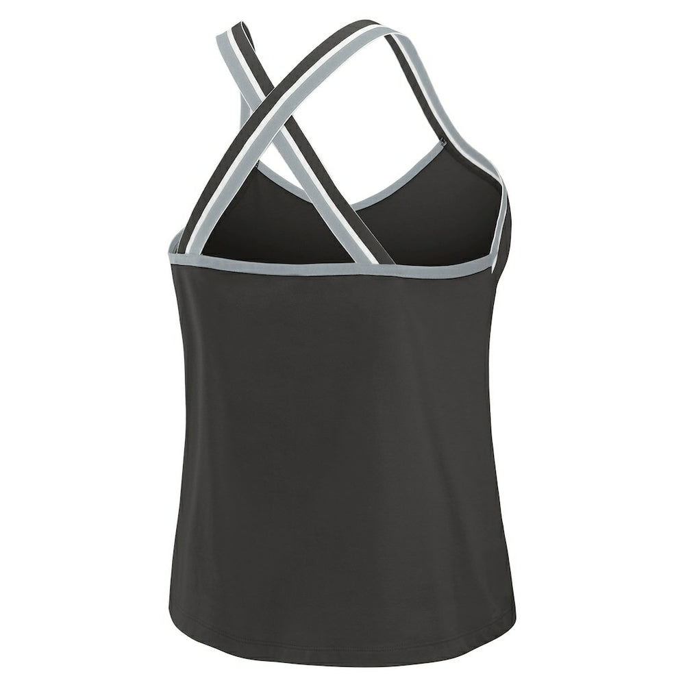 Las Vegas Raiders WEAR by Erin Andrews Women's Cross Strap Tri-Blend Tank Top Black