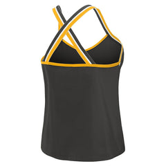 Pittsburgh Steelers WEAR by Erin Andrews Women's Cross Strap Tri-Blend Tank Top Black
