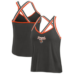 Cincinnati Bengals WEAR by Erin Andrews Women's Cross Strap Tri-Blend Tank Top Black
